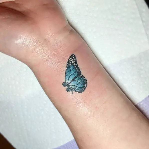 Black and Blue Semicolon Butterfly Tattoo