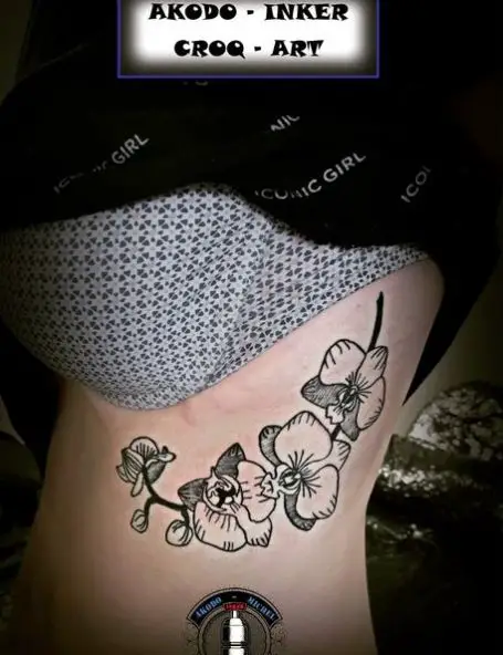 Black and Grey Orchid Flowers Tattoo Piece