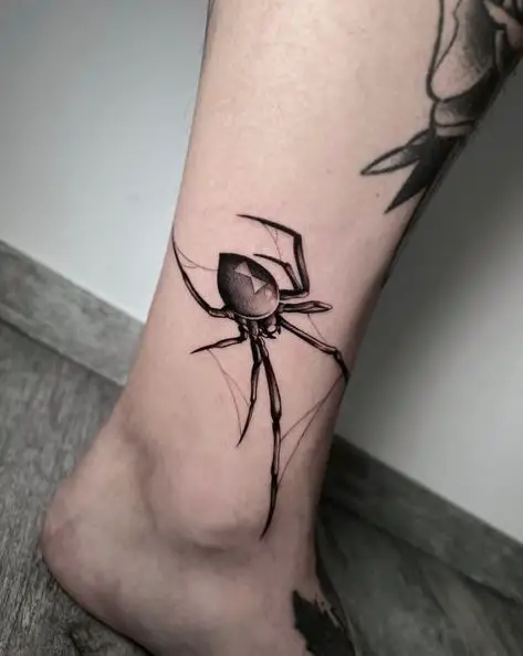 Black and Grey Spider Leg Tattoo