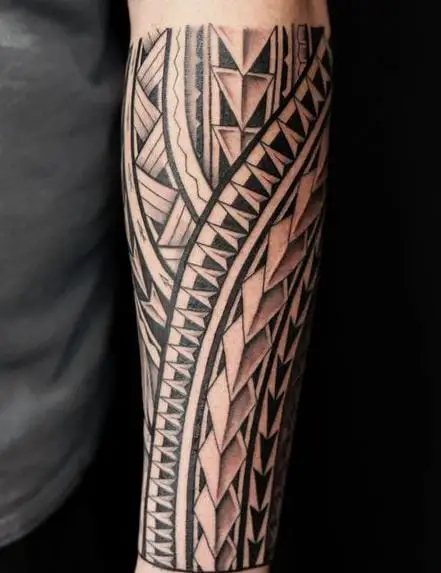 Black and Grey Tribal Forearm Tattoo Piece