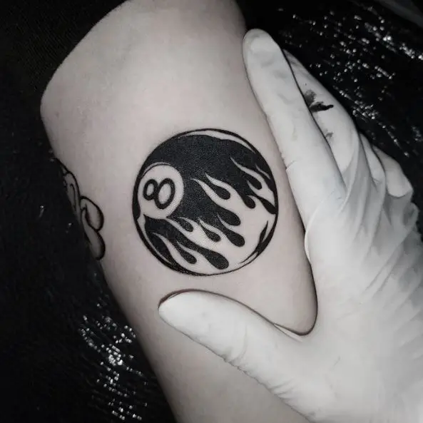 Black and White 8 Ball Tattoo Piece