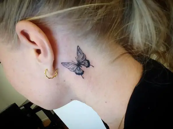 Black and White Butterfly Ear Tattoo Piece