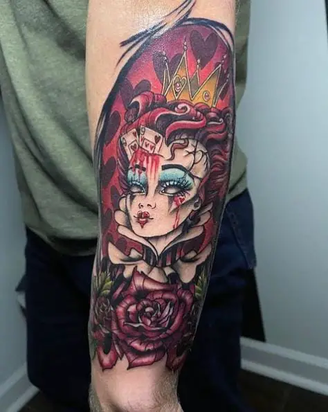 Bleeding Red Queen Tattoo Piece