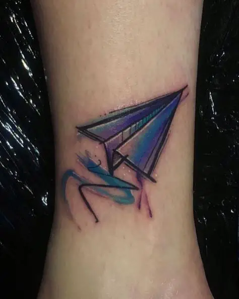 Blue Shade Paper Plane Tattoo