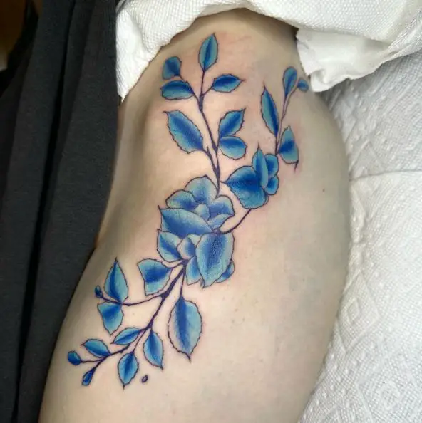 Blue Vine Leaves Tattoo