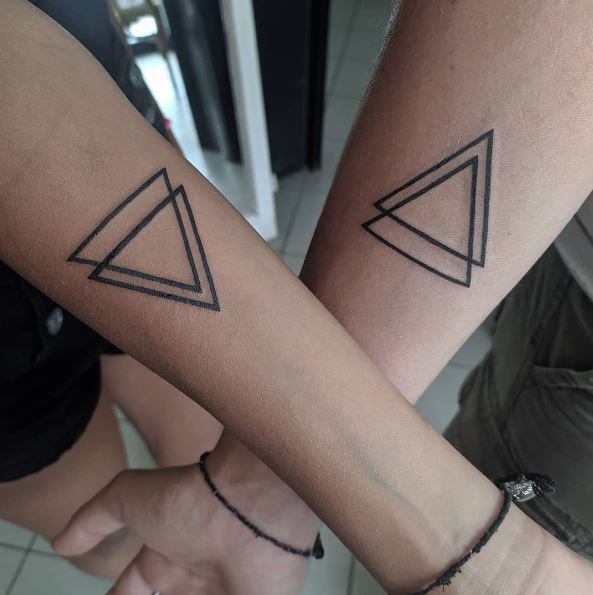 Bold Black Line Double Triangle Tattoo Piece