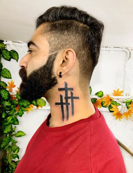 Bold Black Three Cross Tattoo