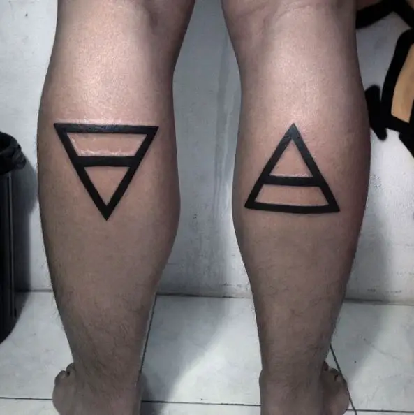 Bold Line Double Triangle Calf Tattoo Piece