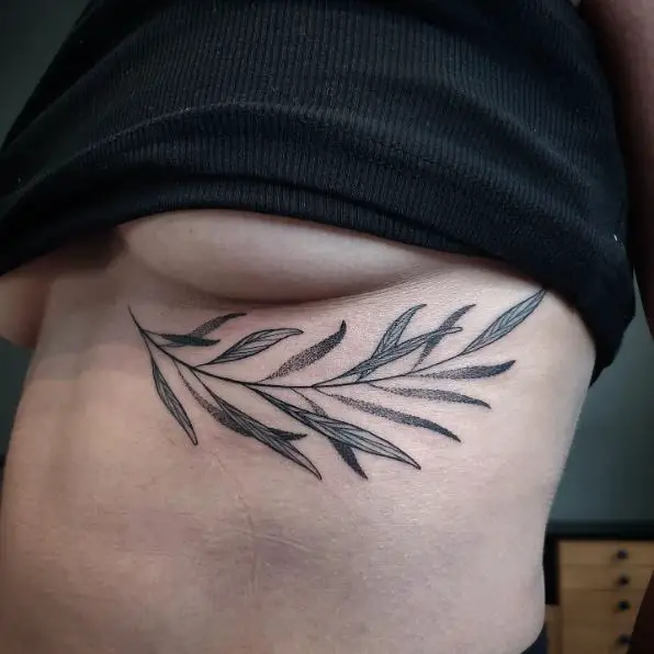 Branch and Leaf Tattoo on Rib Cage