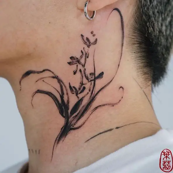 Brush Stroke Style Orchid Tattoo