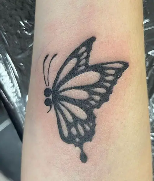 Closed Wings Semicolon Butterfly Tattoo Piece