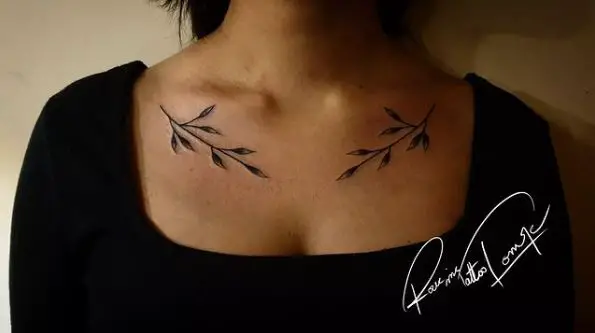 Collarbone Leaf Tattoo
