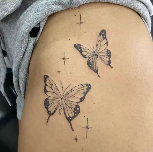 Dainty Semicolon Butterfly Tattoo