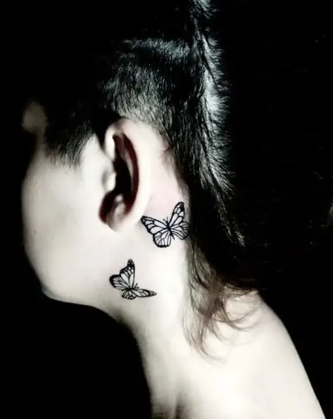 Double Butterflies Ear Tattoo Piece