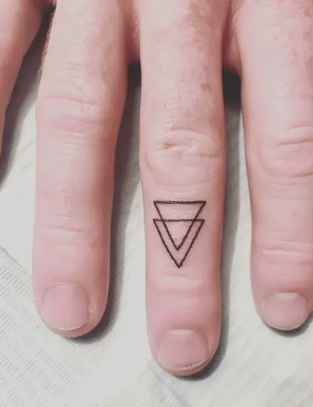 Double Triangle Finger Tattoo