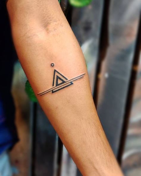 Double Triangle Tattoo with Lines
