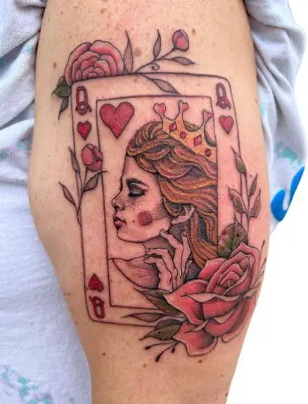 Floral Queen of Hearts Tattoo Piece