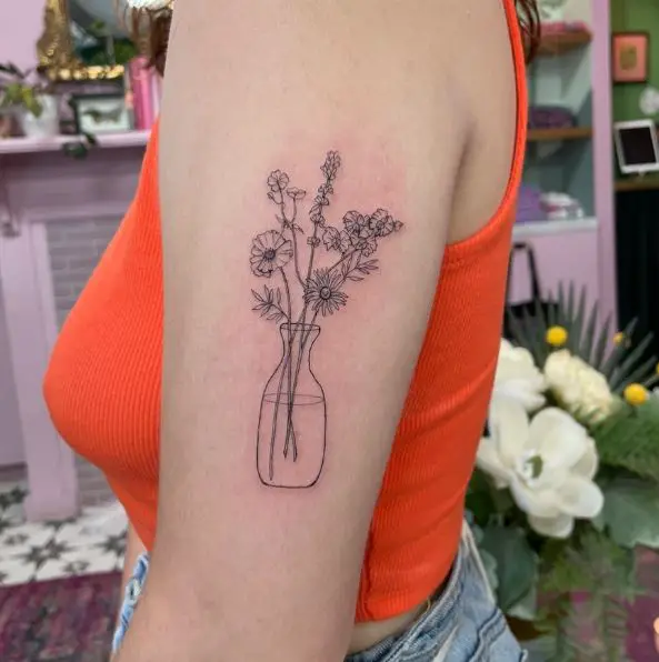 Floral Vase Arm Tattoo