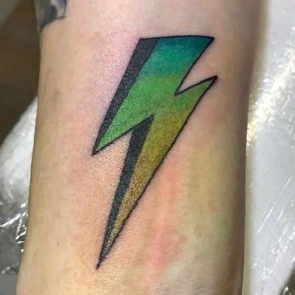 Green Lighting Bolt Tattoo Piece