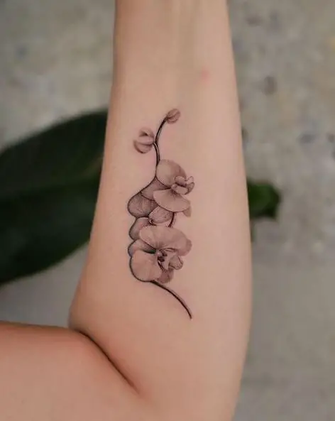 Grey Orchid Flower Tattoo Piece