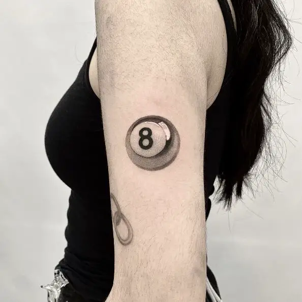 Greyish 8 Ball Arm Tattoo