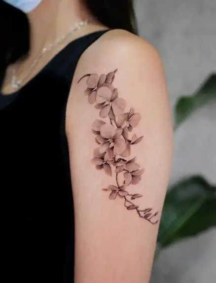 Greyscale Orchid Vine Arm Tattoo