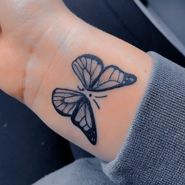 Greyscale Semicolon Butterfly Tattoo Piece