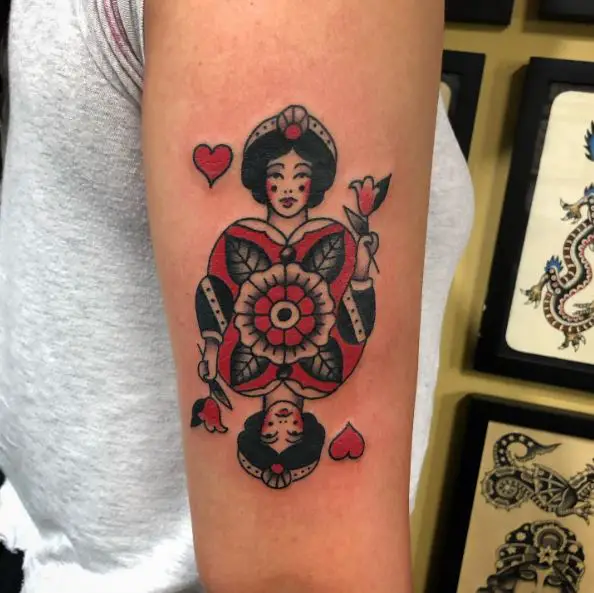 Japanese Style Queen of Hearts Tattoo