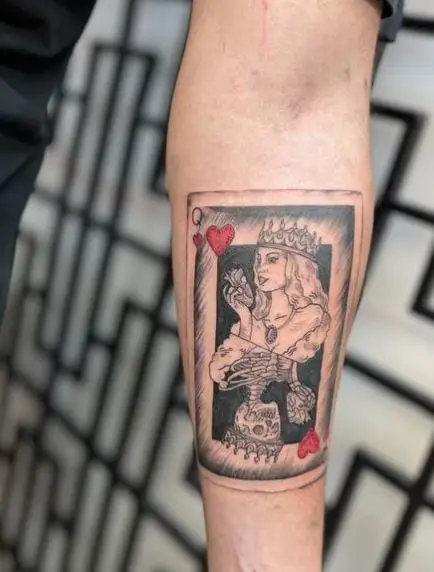 Lady and Skull Queen of Hearts Tattoo