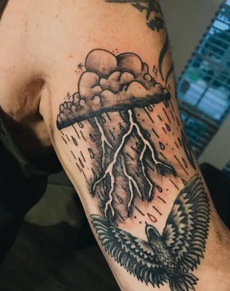 Lightning Bolt and Storm Cloud Sleeve Tattoo