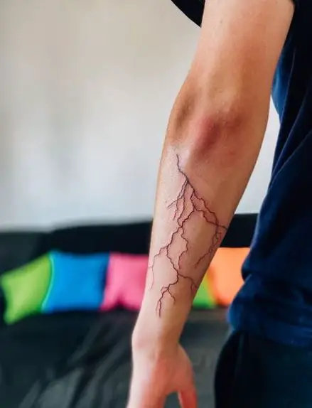 Lightning Streak Forearm Tattoo