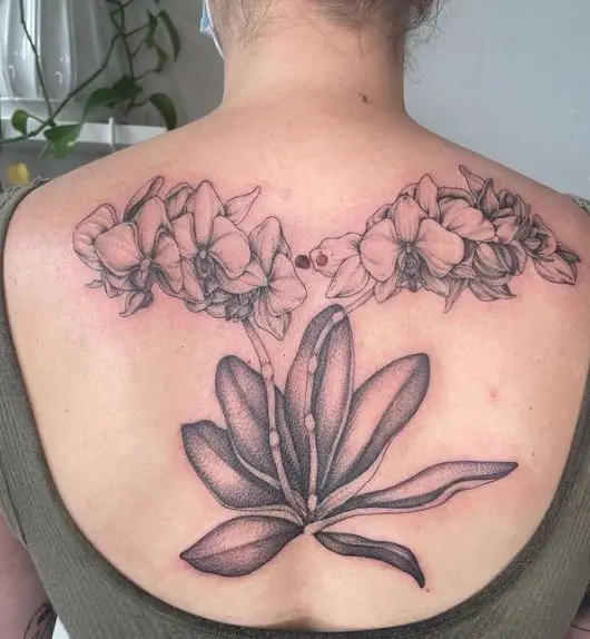 Lilies and Artichoke Back Tattoo