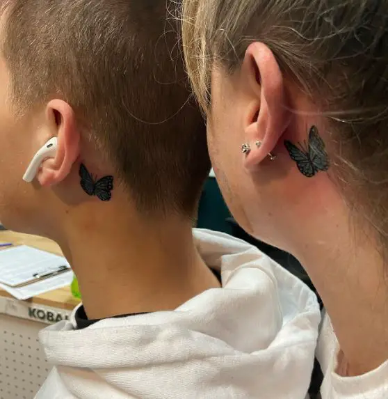 Matching Butterflies Ear Tattoo Piece
