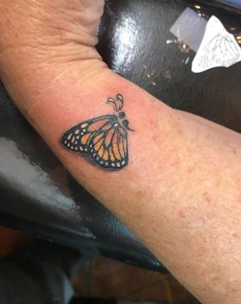 Monarch Semicolon Butterfly Hand Tattoo