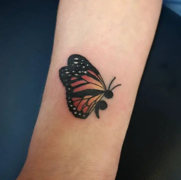 Monarch Semicolon Butterfly Tattoo