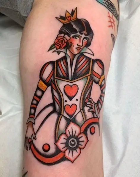 Old Days Queen of Hearts Tattoo Piece