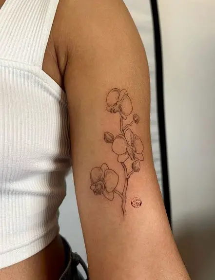 Orchid Flower Branch Arm Tattoo