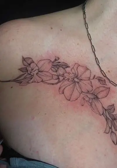 Orchid Vine Chest Tattoo Piece