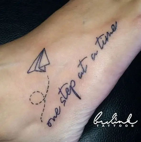 Paper Plane Tattoo with a Quote