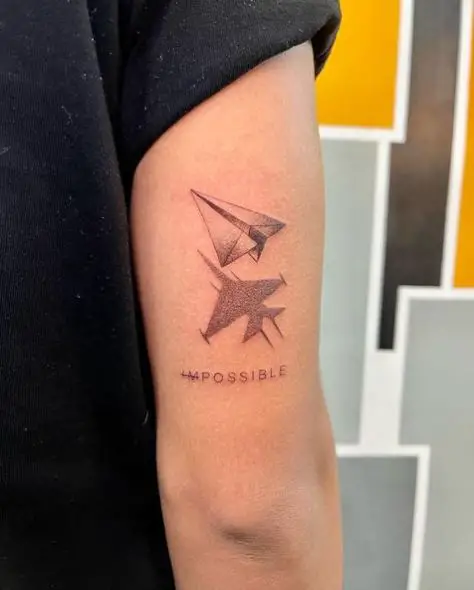 Paper Plane and Air Plane Tattoo with a Text