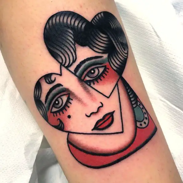 Pieces of Queen of Hearts Face Tattoo