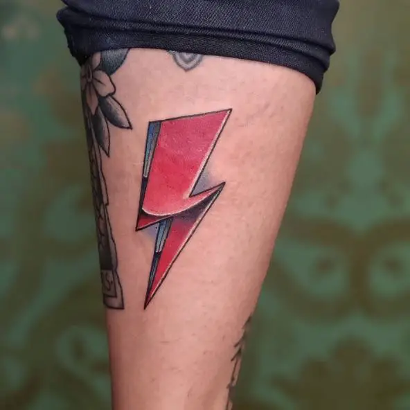 Pink Colored Lightning Bolt Tattoo