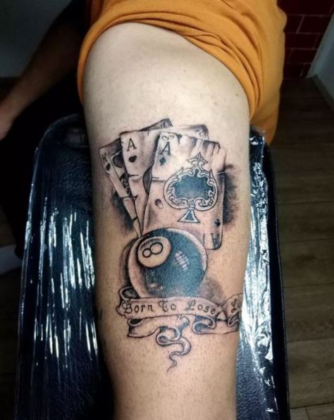 Playing Cards and 8 Ball Forearm Tattoo