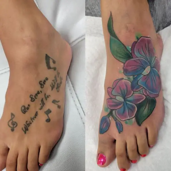 blue orchid foot tattoo
