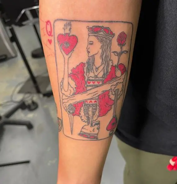 Queen and Skull Playing Cards Tattoo
