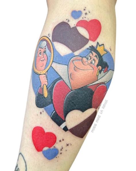 Queen of Hearts and Alice in Wonderland Tattoo