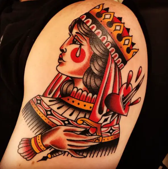 Queen of Hearts with Tears Tattoo