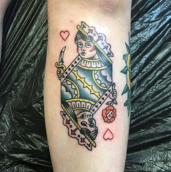 Queen of Hearts with a Knife Tattoo