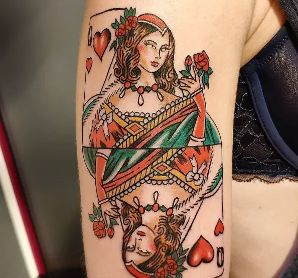 Queen of Hearts with a Rose Tattoo