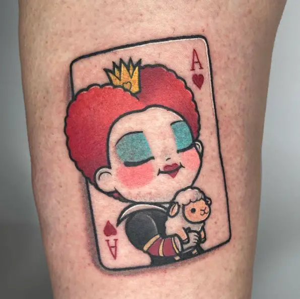 Queen of Hearts with a Sheep Tattoo